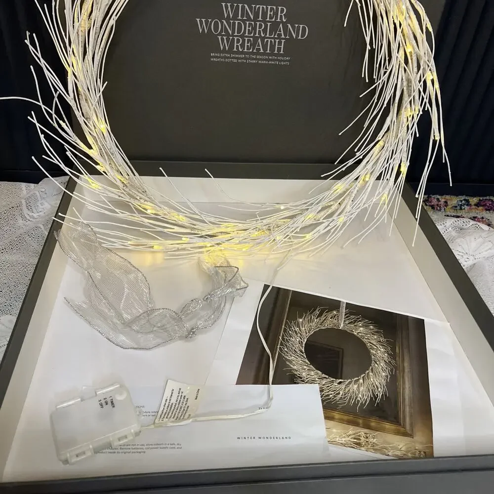 Restoration Hardware Winter Wonderland 24” Warm White Starry Lighted Wreath Box